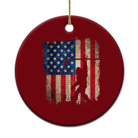USA Hockey Bigfoot Ceramic Ornament Patriotic Sasquatch American Flag 4th of July
