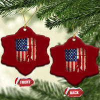 USA Hockey Bigfoot Ceramic Ornament Patriotic Sasquatch American Flag 4th of July