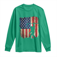 USA Hockey Bigfoot Long Sleeve Shirt Patriotic Sasquatch American Flag 4th of July
