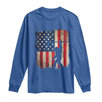 USA Hockey Bigfoot Long Sleeve Shirt Patriotic Sasquatch American Flag 4th of July