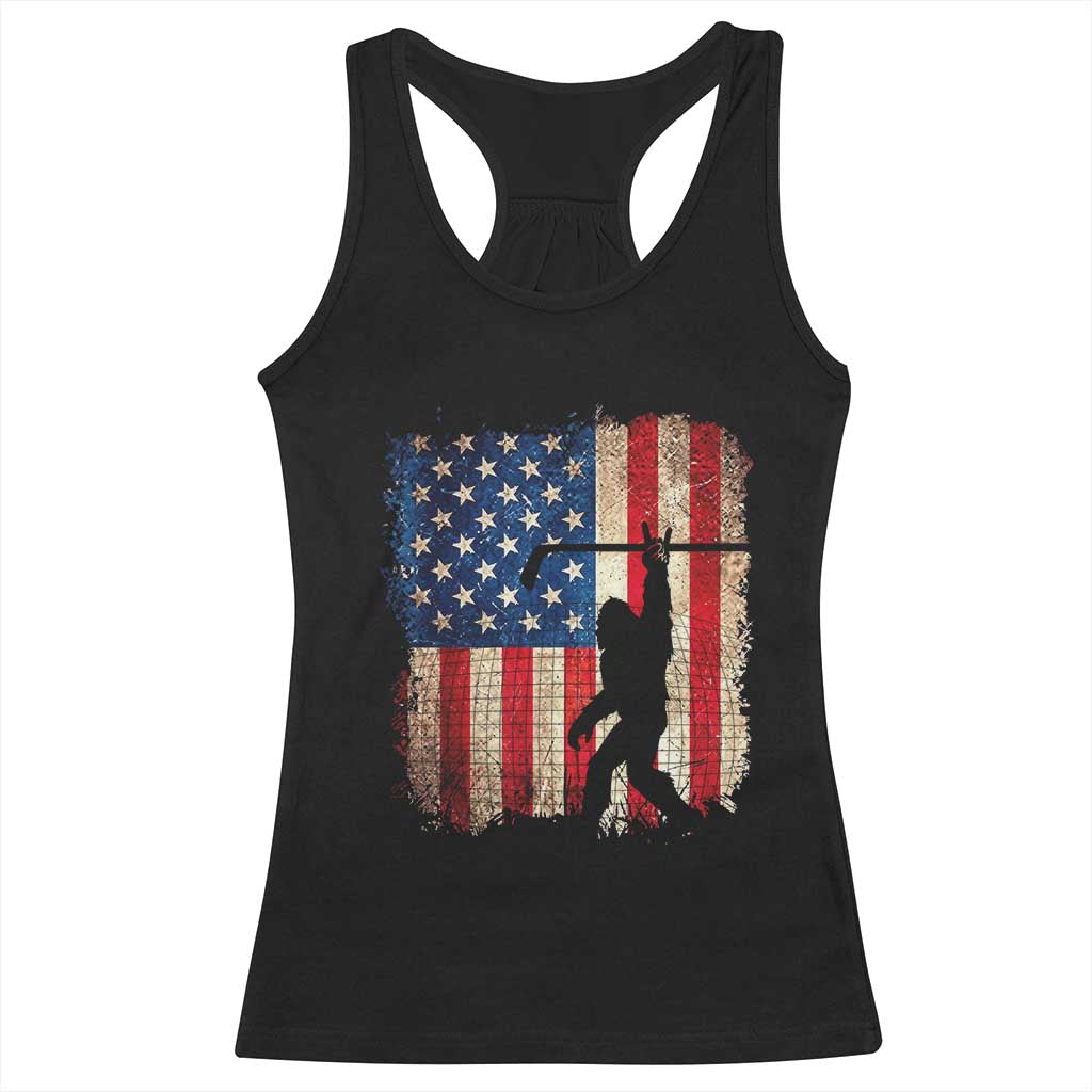 USA Hockey Bigfoot Racerback Tank Top Patriotic Sasquatch American Flag 4th of July
