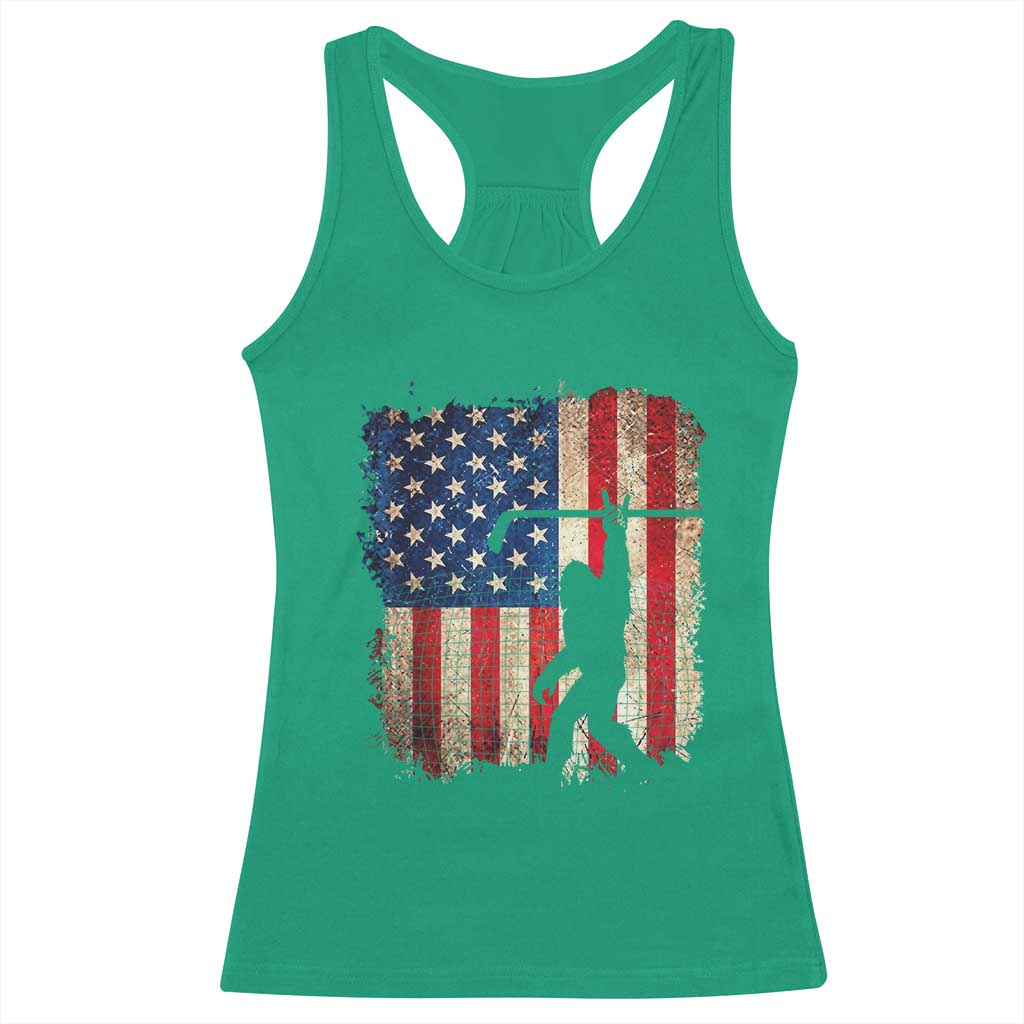 USA Hockey Bigfoot Racerback Tank Top Patriotic Sasquatch American Flag 4th of July
