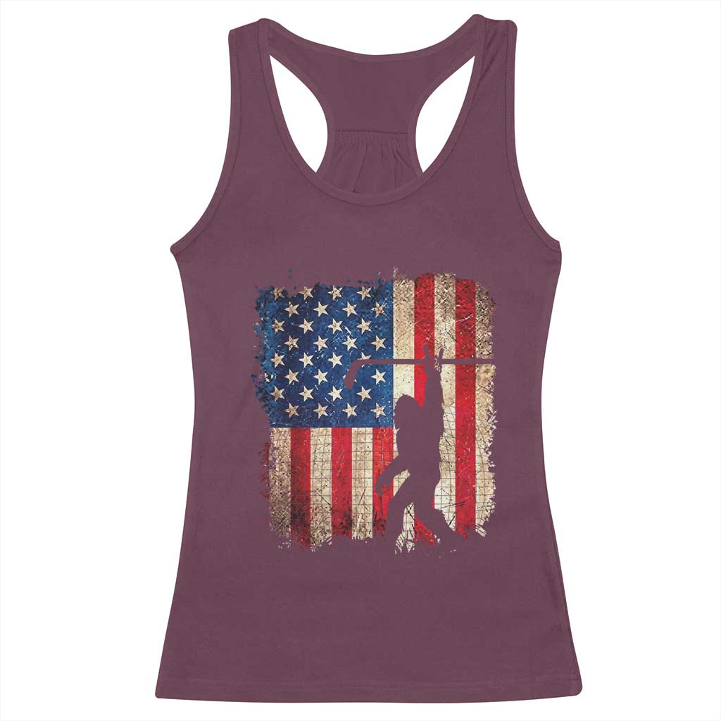 USA Hockey Bigfoot Racerback Tank Top Patriotic Sasquatch American Flag 4th of July