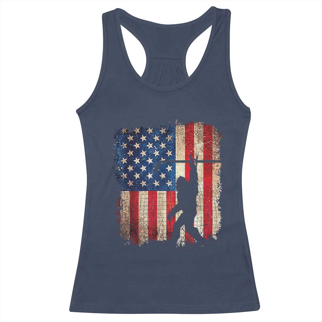 USA Hockey Bigfoot Racerback Tank Top Patriotic Sasquatch American Flag 4th of July