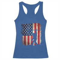 USA Hockey Bigfoot Racerback Tank Top Patriotic Sasquatch American Flag 4th of July