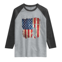 USA Hockey Bigfoot Raglan Shirt Patriotic Sasquatch American Flag 4th of July