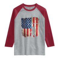 USA Hockey Bigfoot Raglan Shirt Patriotic Sasquatch American Flag 4th of July