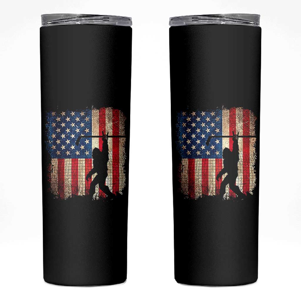 USA Hockey Bigfoot Skinny Tumbler Patriotic Sasquatch American Flag 4th of July