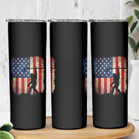 USA Hockey Bigfoot Skinny Tumbler Patriotic Sasquatch American Flag 4th of July