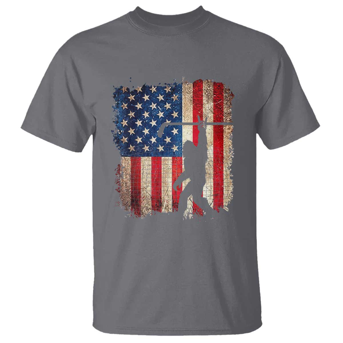 USA Hockey Bigfoot T Shirt Patriotic Sasquatch American Flag 4th of July