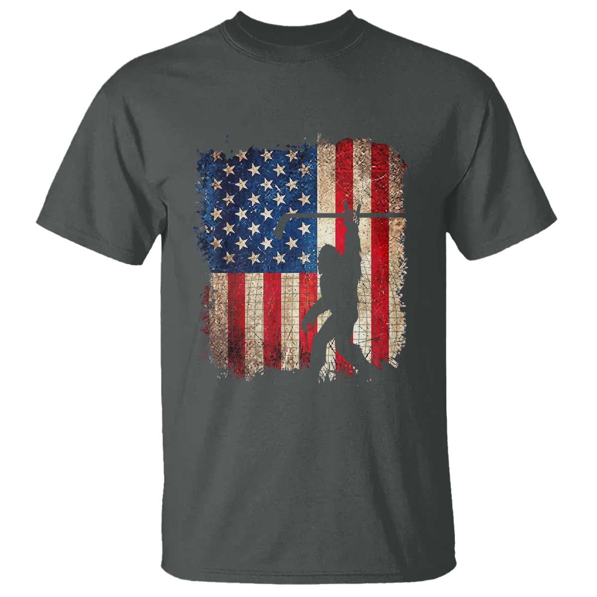 USA Hockey Bigfoot T Shirt Patriotic Sasquatch American Flag 4th of July