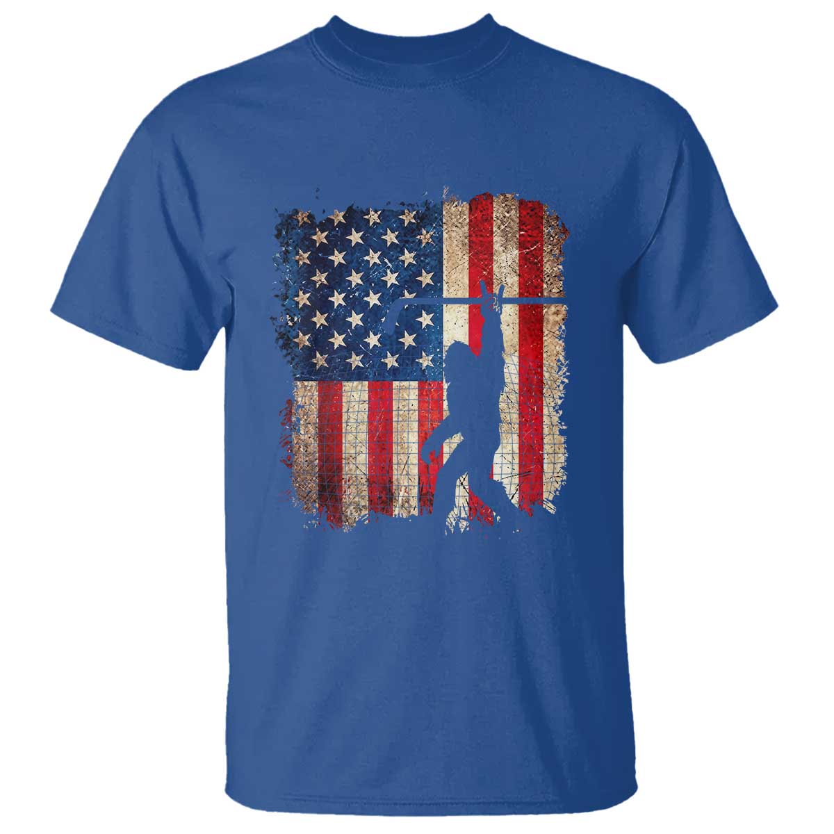 USA Hockey Bigfoot T Shirt Patriotic Sasquatch American Flag 4th of July