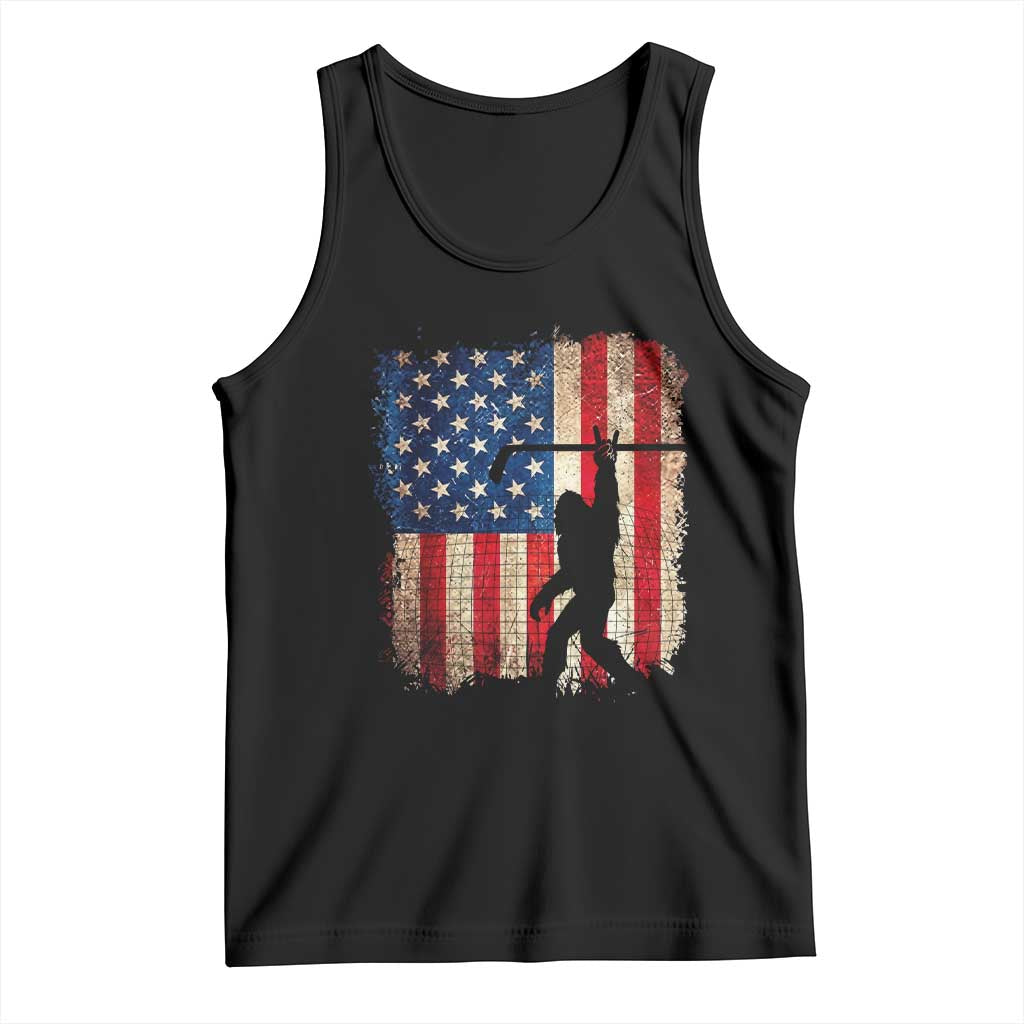USA Hockey Bigfoot Tank Top Patriotic Sasquatch American Flag 4th of July