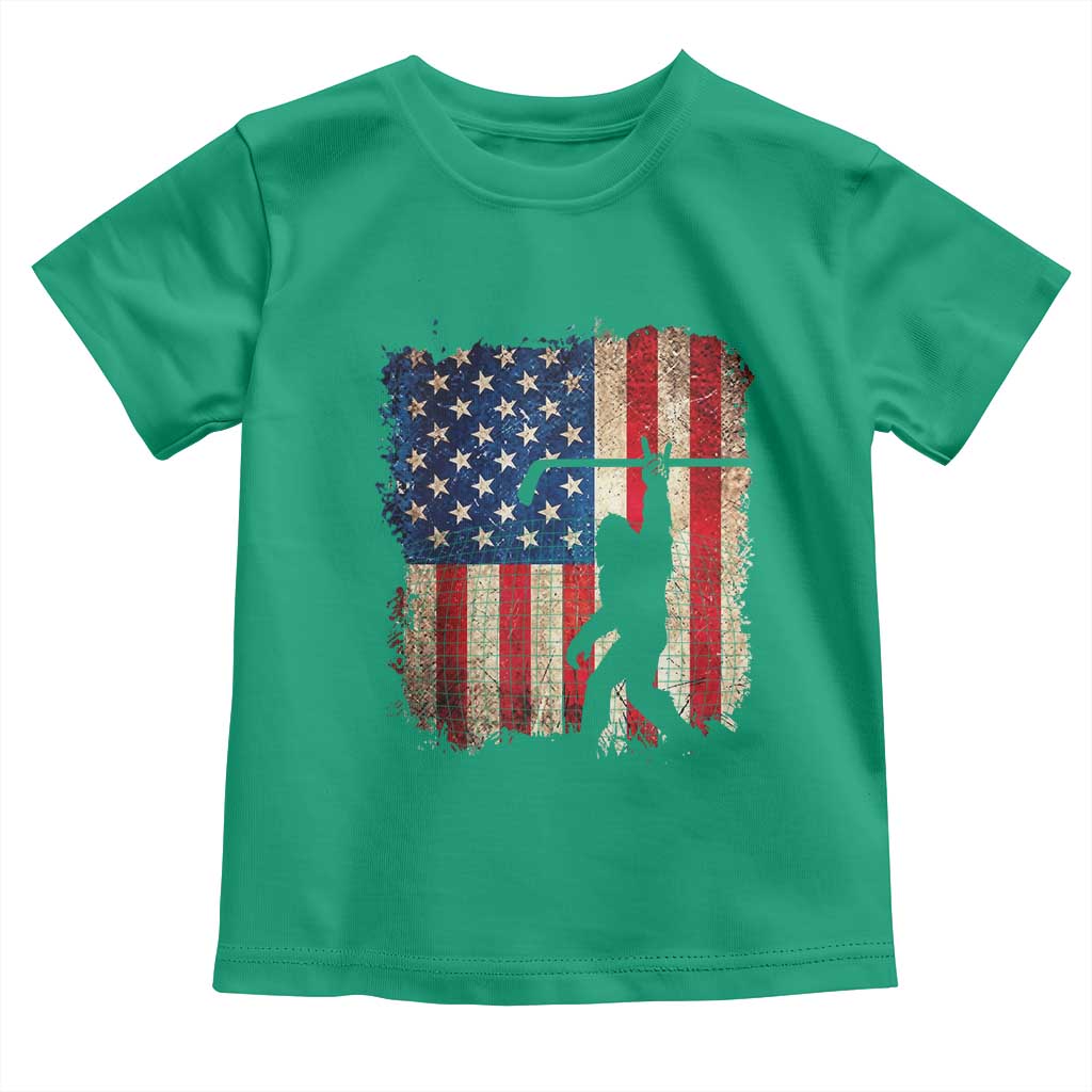 USA Hockey Bigfoot Toddler T Shirt Patriotic Sasquatch American Flag 4th of July