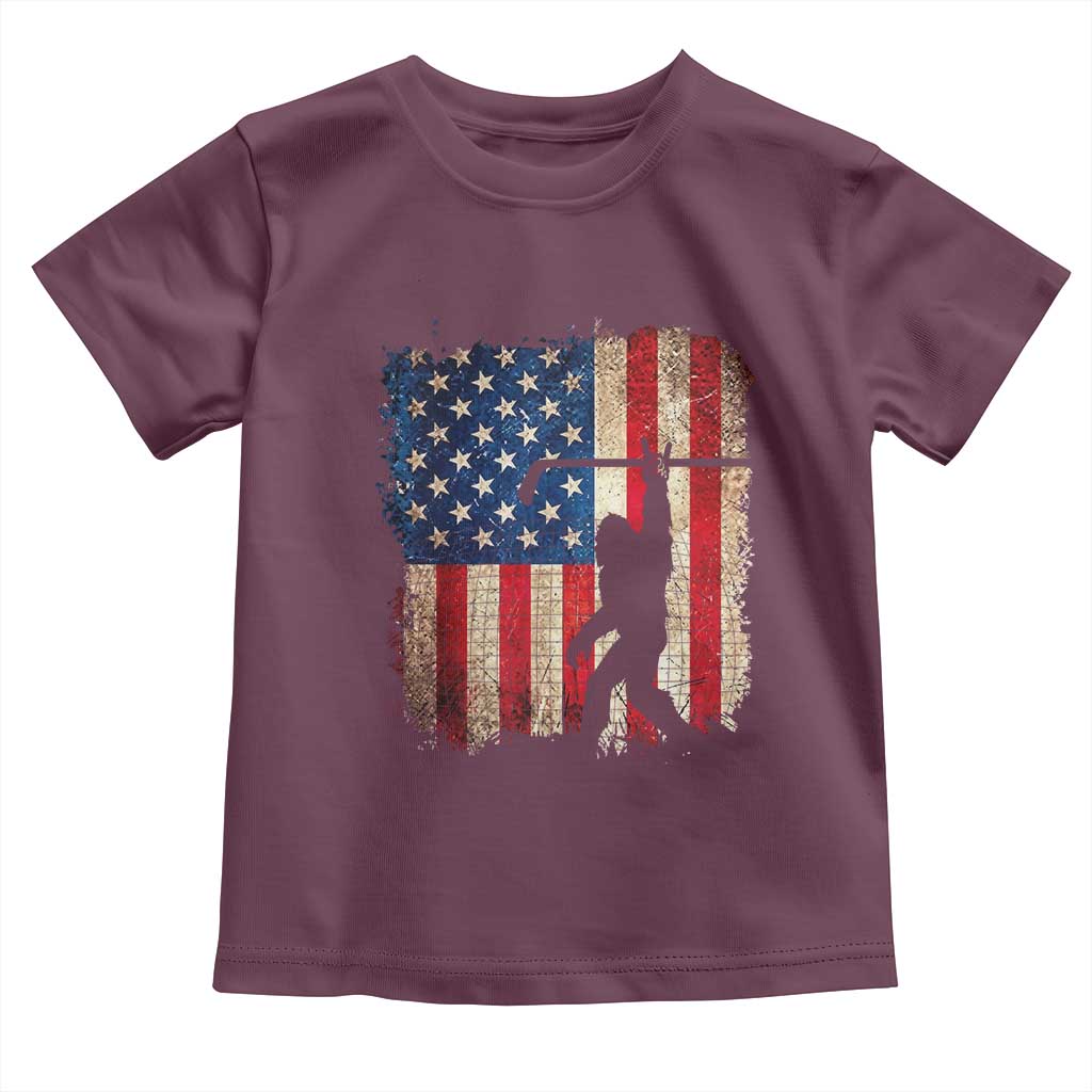 USA Hockey Bigfoot Toddler T Shirt Patriotic Sasquatch American Flag 4th of July