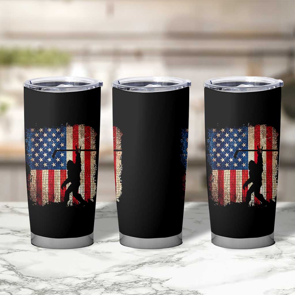 USA Hockey Bigfoot Tumbler Cup Patriotic Sasquatch American Flag 4th of July