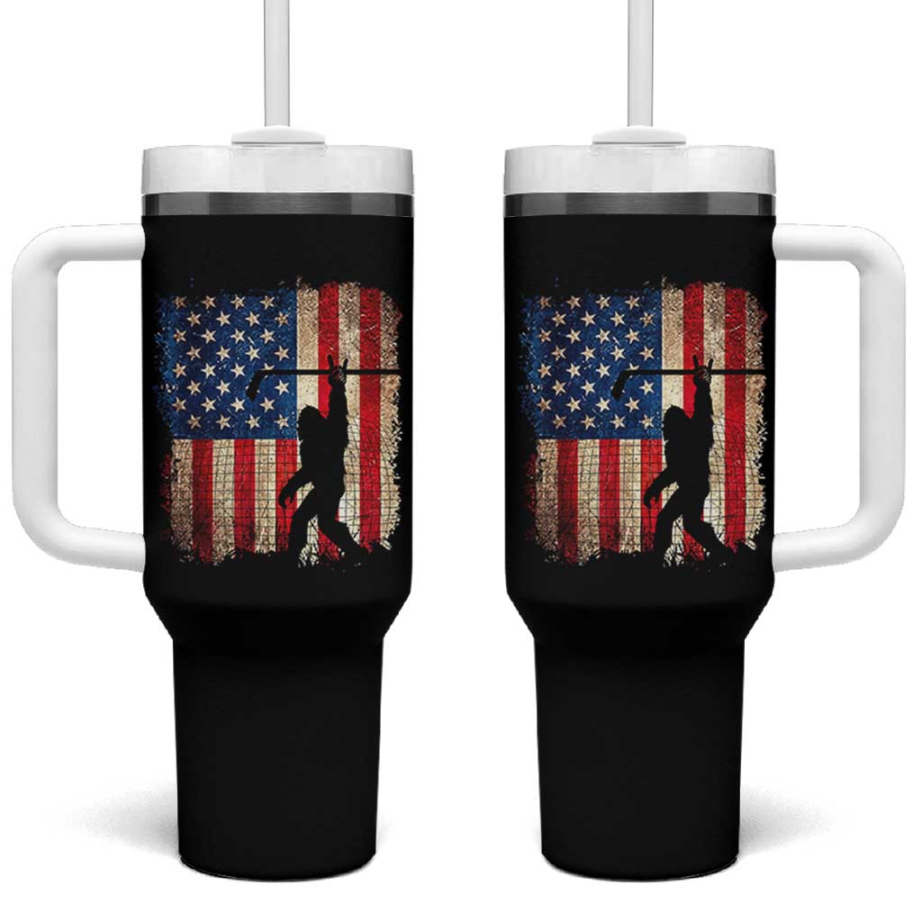 USA Hockey Bigfoot Tumbler With Handle Patriotic Sasquatch American Flag 4th of July