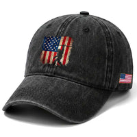 USA Hockey Bigfoot Washed Cotton Baseball Cap Patriotic Sasquatch American Flag 4th of July
