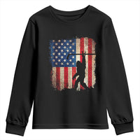 USA Hockey Bigfoot Youth Sweatshirt Patriotic Sasquatch American Flag 4th of July