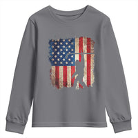 USA Hockey Bigfoot Youth Sweatshirt Patriotic Sasquatch American Flag 4th of July