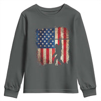 USA Hockey Bigfoot Youth Sweatshirt Patriotic Sasquatch American Flag 4th of July
