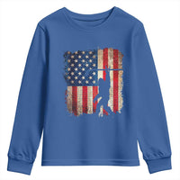 USA Hockey Bigfoot Youth Sweatshirt Patriotic Sasquatch American Flag 4th of July