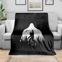 Bigfoot USA Ice Hockey 4th of July Throw Blanket Funny Sasquatch Patriotic American Flag