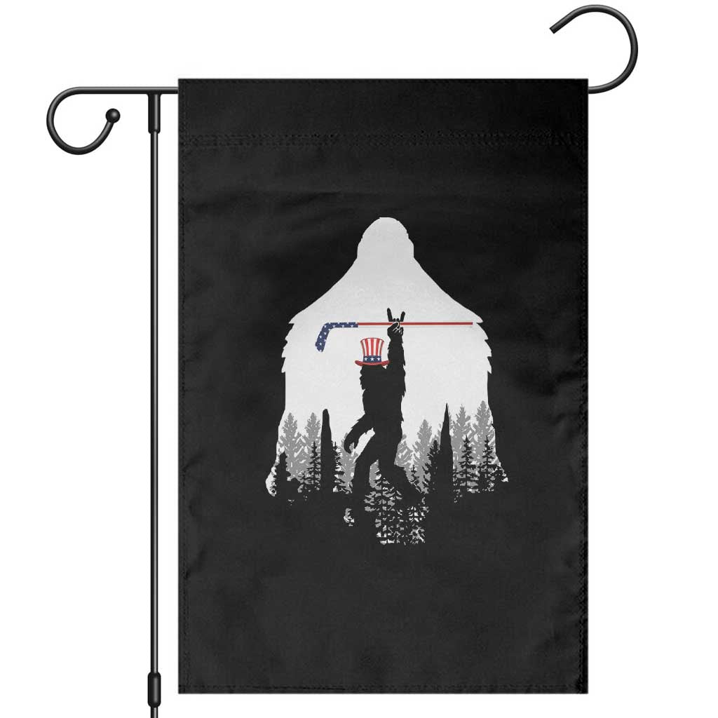 Bigfoot USA Ice Hockey 4th of July Garden Flag Funny Sasquatch Patriotic American Flag