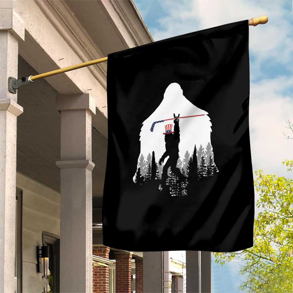 Bigfoot USA Ice Hockey 4th of July Garden Flag Funny Sasquatch Patriotic American Flag
