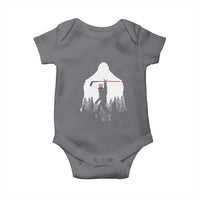 Bigfoot USA Ice Hockey 4th of July Baby Onesie Funny Sasquatch Patriotic American Flag