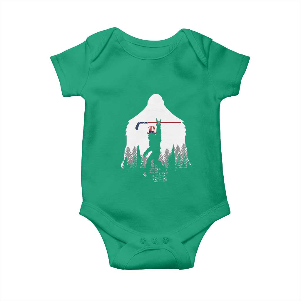 Bigfoot USA Ice Hockey 4th of July Baby Onesie Funny Sasquatch Patriotic American Flag