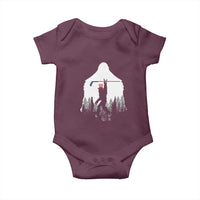 Bigfoot USA Ice Hockey 4th of July Baby Onesie Funny Sasquatch Patriotic American Flag