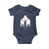 Bigfoot USA Ice Hockey 4th of July Baby Onesie Funny Sasquatch Patriotic American Flag