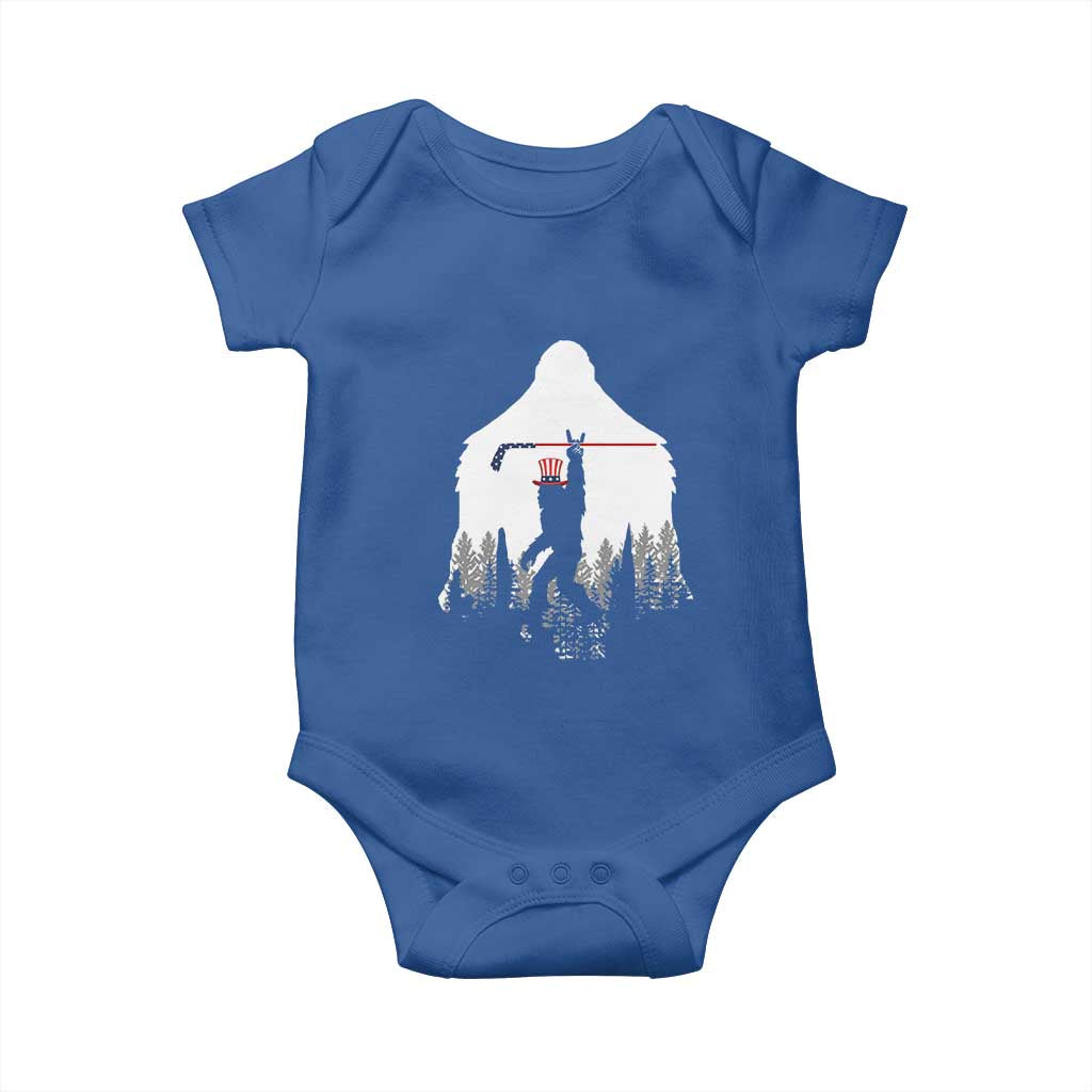 Bigfoot USA Ice Hockey 4th of July Baby Onesie Funny Sasquatch Patriotic American Flag