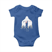 Bigfoot USA Ice Hockey 4th of July Baby Onesie Funny Sasquatch Patriotic American Flag