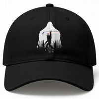 Bigfoot USA Ice Hockey 4th of July Baseball Cap Funny Sasquatch Patriotic American Flag