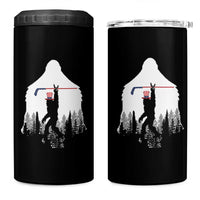 Bigfoot USA Ice Hockey 4th of July 4 in 1 Can Cooler Tumbler Funny Sasquatch Patriotic American Flag