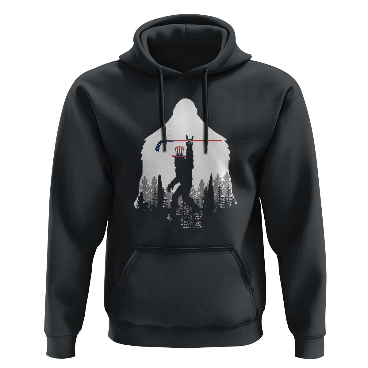 Bigfoot USA Ice Hockey 4th of July Hoodie Funny Sasquatch Patriotic American Flag