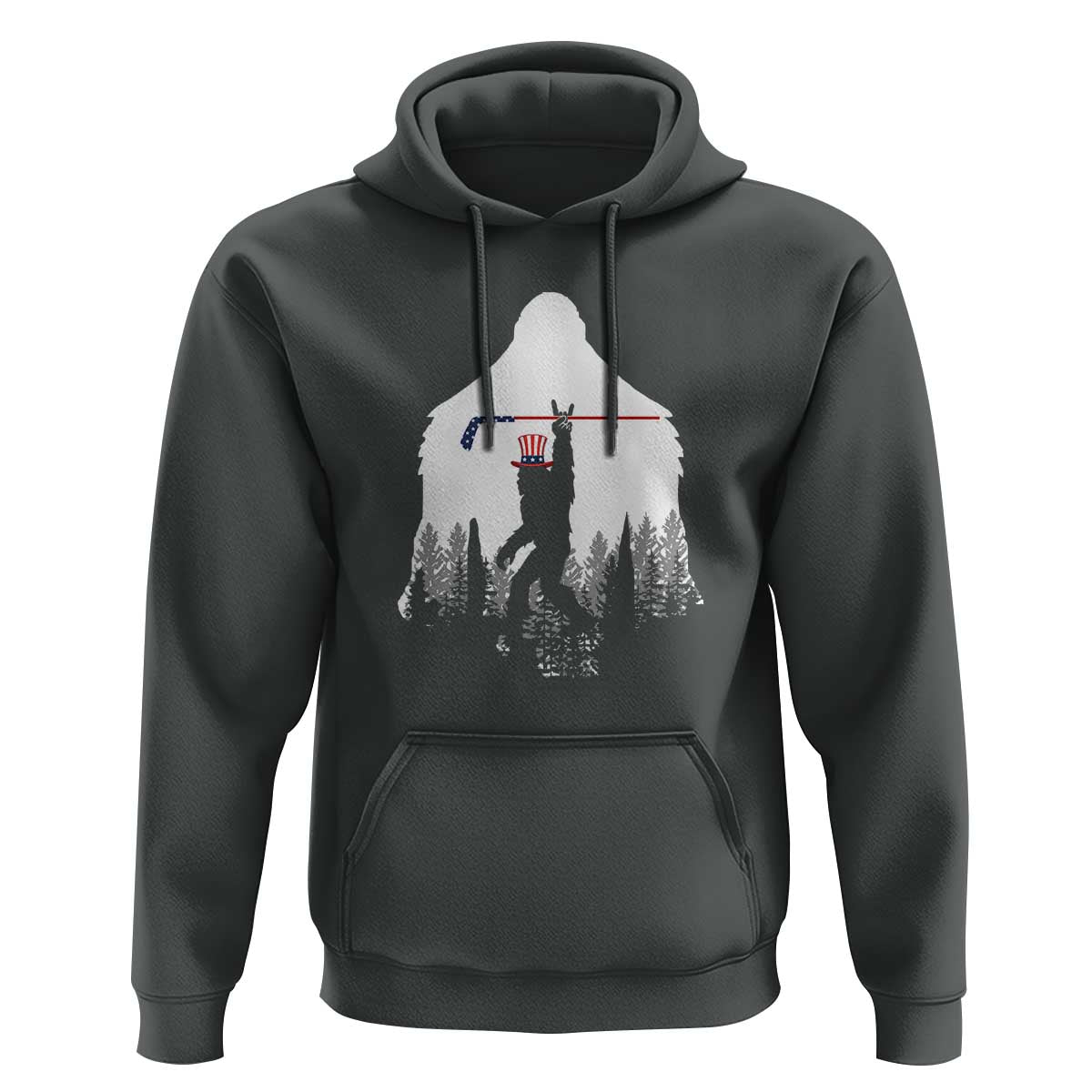 Bigfoot USA Ice Hockey 4th of July Hoodie Funny Sasquatch Patriotic American Flag