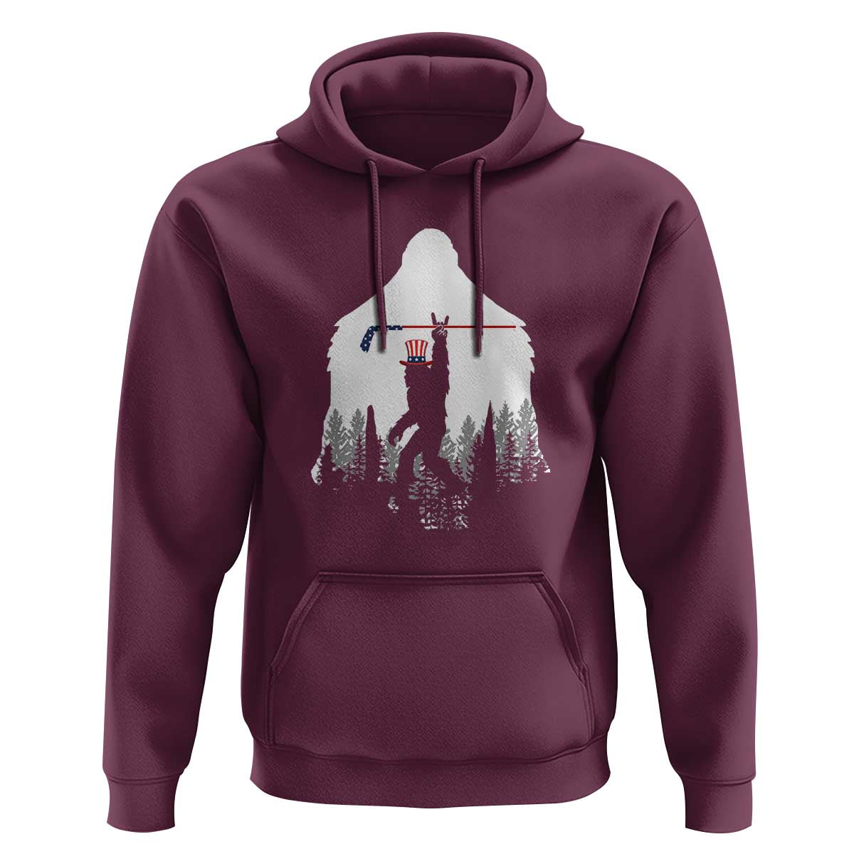 Bigfoot USA Ice Hockey 4th of July Hoodie Funny Sasquatch Patriotic American Flag
