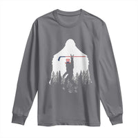Bigfoot USA Ice Hockey 4th of July Long Sleeve Shirt Funny Sasquatch Patriotic American Flag