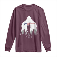 Bigfoot USA Ice Hockey 4th of July Long Sleeve Shirt Funny Sasquatch Patriotic American Flag