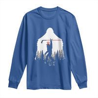 Bigfoot USA Ice Hockey 4th of July Long Sleeve Shirt Funny Sasquatch Patriotic American Flag