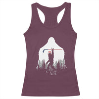 Bigfoot USA Ice Hockey 4th of July Racerback Tank Top Funny Sasquatch Patriotic American Flag