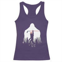 Bigfoot USA Ice Hockey 4th of July Racerback Tank Top Funny Sasquatch Patriotic American Flag
