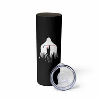 Bigfoot USA Ice Hockey 4th of July Skinny Tumbler Funny Sasquatch Patriotic American Flag