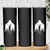 Bigfoot USA Ice Hockey 4th of July Skinny Tumbler Funny Sasquatch Patriotic American Flag