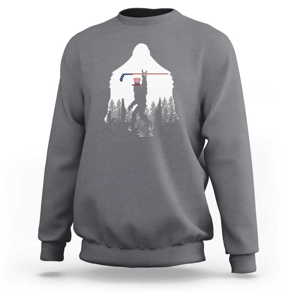 Bigfoot USA Ice Hockey 4th of July Sweatshirt Funny Sasquatch Patriotic American Flag