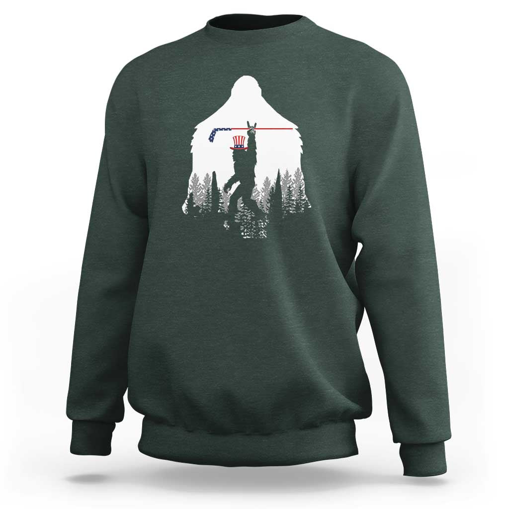 Bigfoot USA Ice Hockey 4th of July Sweatshirt Funny Sasquatch Patriotic American Flag