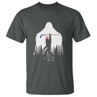 Bigfoot USA Ice Hockey 4th of July T Shirt Funny Sasquatch Patriotic American Flag